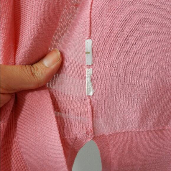 LOFT Open‎ Front Knit Longline Cardigan Sweater Size S Bubblegum Pink Sheer - Picture 3 of 9